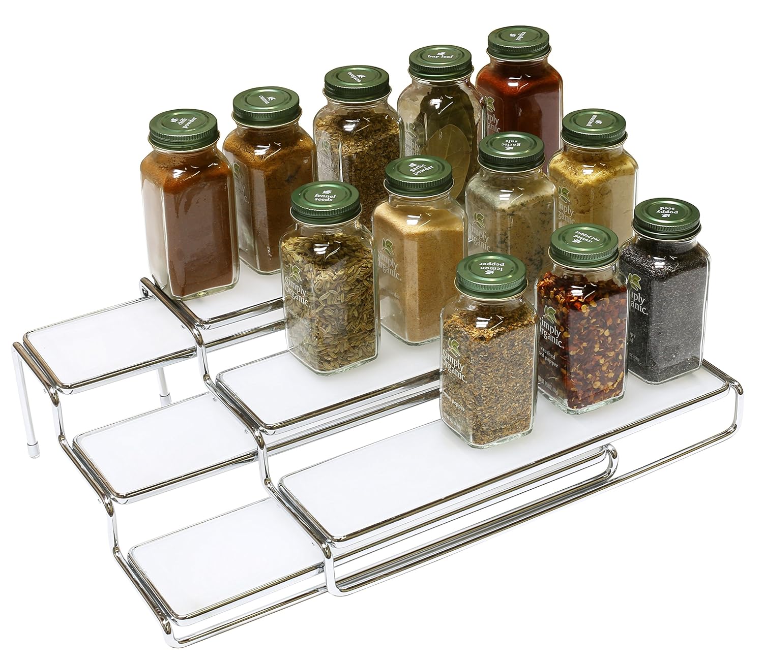 Rack Step Shelf Organizer 3 Tier Expandable Spice Kitchen
