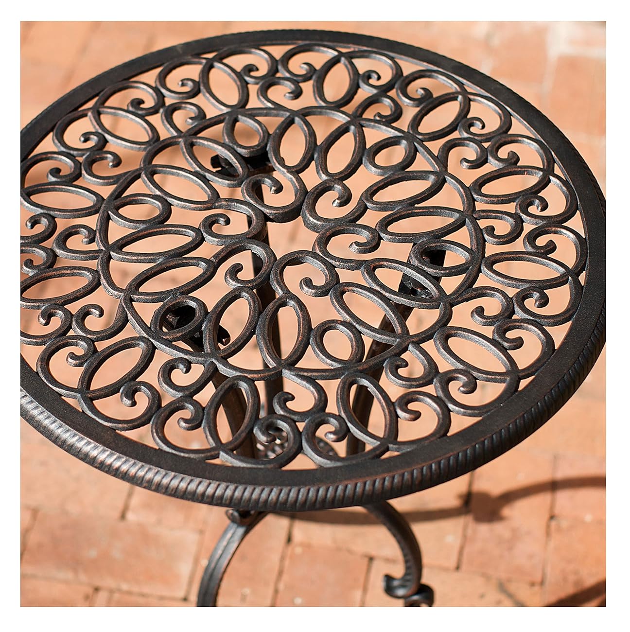 French Ironwork Cast Aluminum Outdoor Patio 3 Piece Bistro Set in