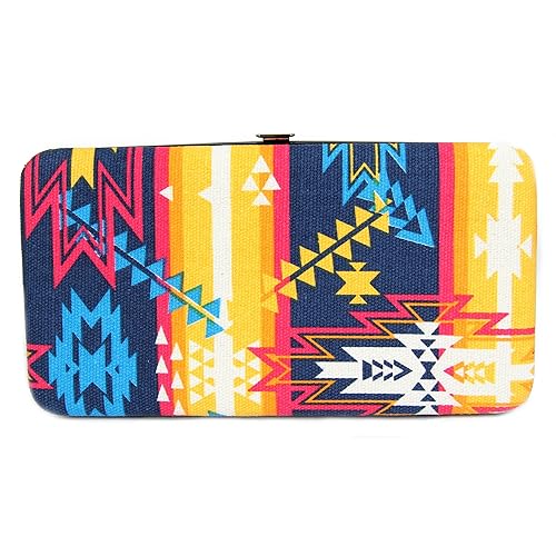 DealMagik Clutch Wallet Purse Women Aztec Pattern Yellow/Purple/Blue