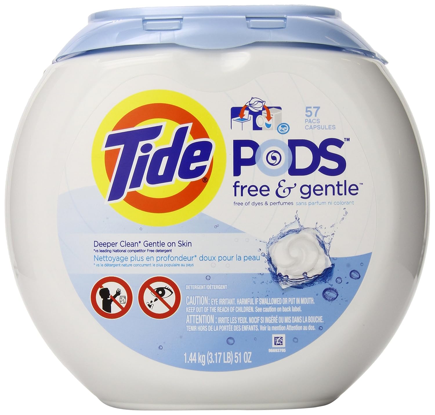 Amazon Tide Free & Gentle HE Laundry Detergent, 57 Count Pack, Only