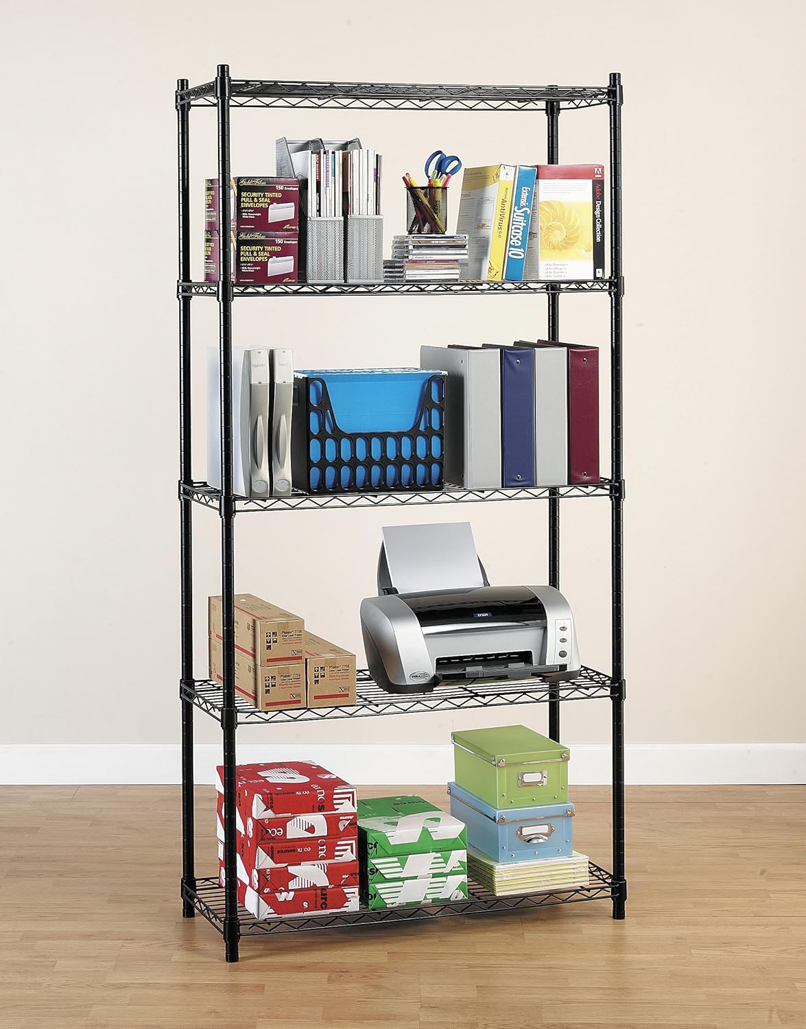 New Shelving Unit 5 Tier Metal Racks Kit For Office Garage Pantry