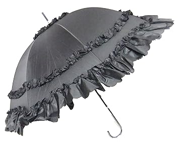 【クリックで詳細表示】Amazon.co.jp ｜ 選べる オシャレ かわいい ゴス ロリ 風 パゴダ 傘 フリル レース が 綺麗 な シンプル デザイン (ブラック) ｜ スポーツ＆アウトドア 通販