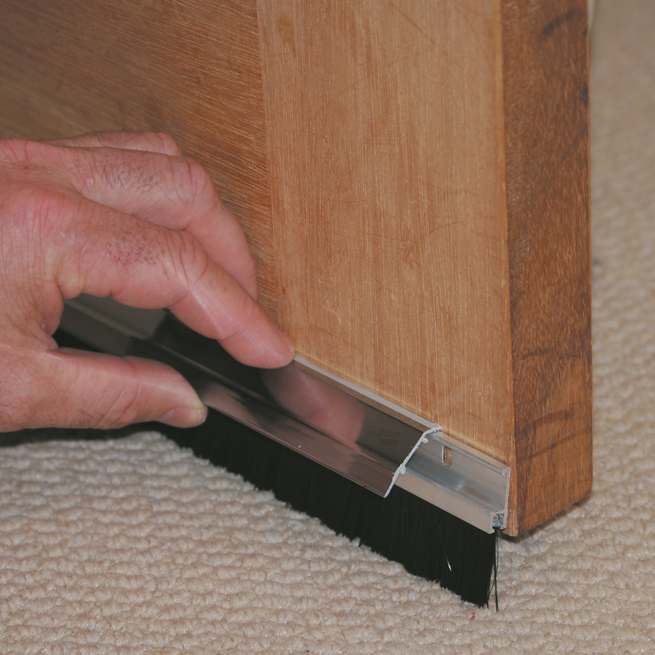 Bottom Door Brush Seal with Concealed Fixing Cover 914mm/36' Chrome