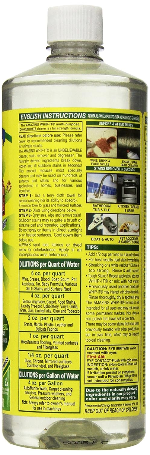 Amazon.com: Whip-it Concentrate Multi-Purpose Stain Remover 32oz ... Amazon.com: Whip-it Concentrate Multi-Purpose Stain Remover 32oz ...