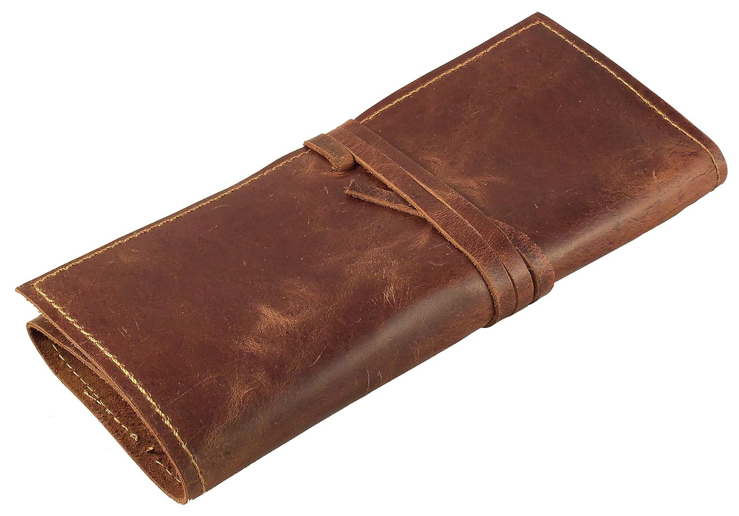 GENUINE Leather Pencil Roll Pen Case Wrap Up Brush Holder Handmade