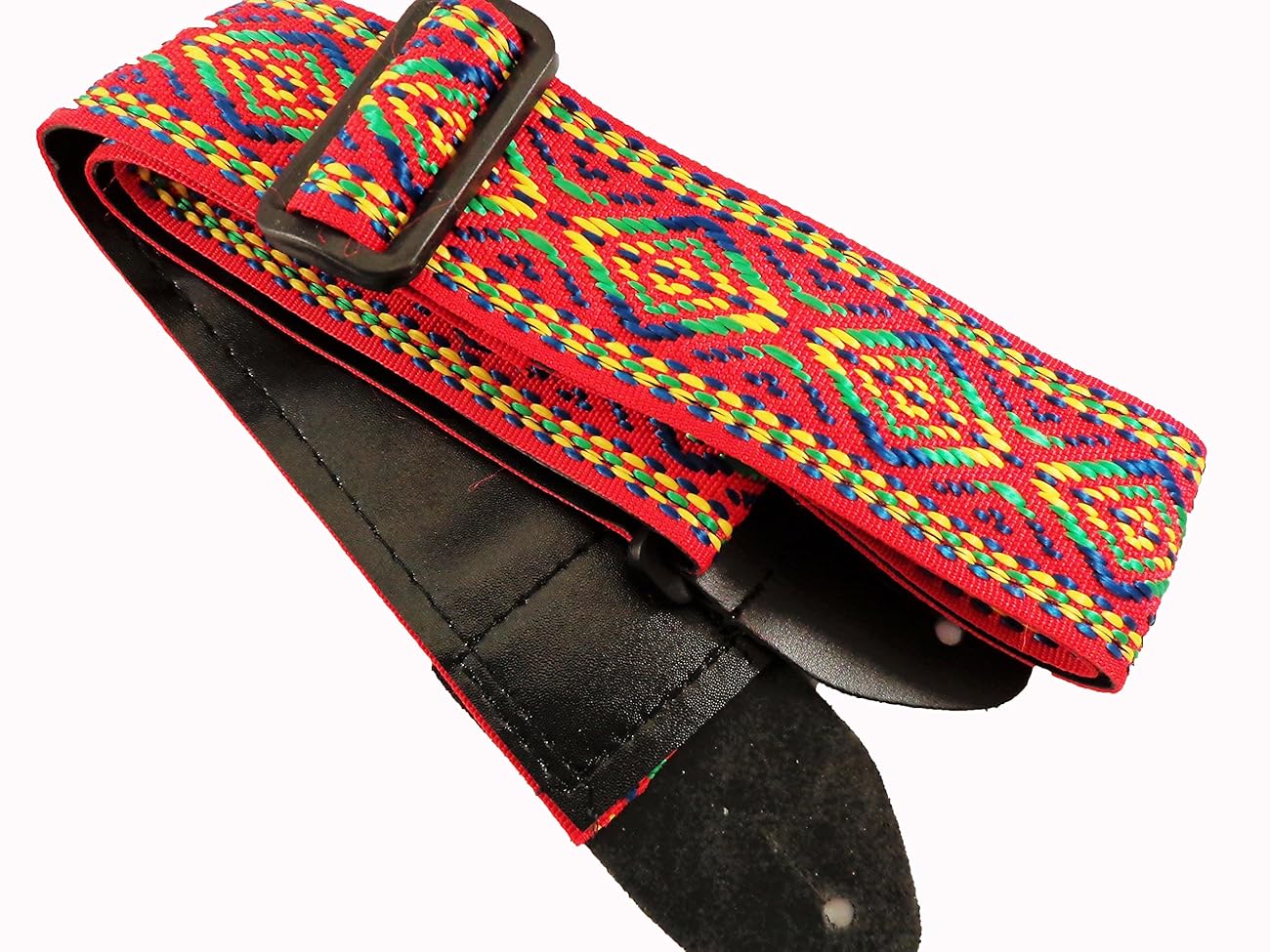 Red Retro Vintage Hippie Acoustic Electric Guitar Strap Faux Leather