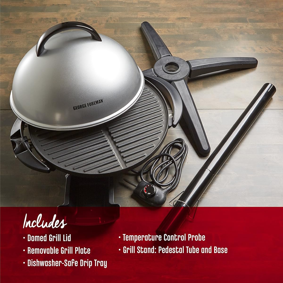 Foreman 15Serving Indoor/Outdoor Electric Grill, Silver, GFO240S