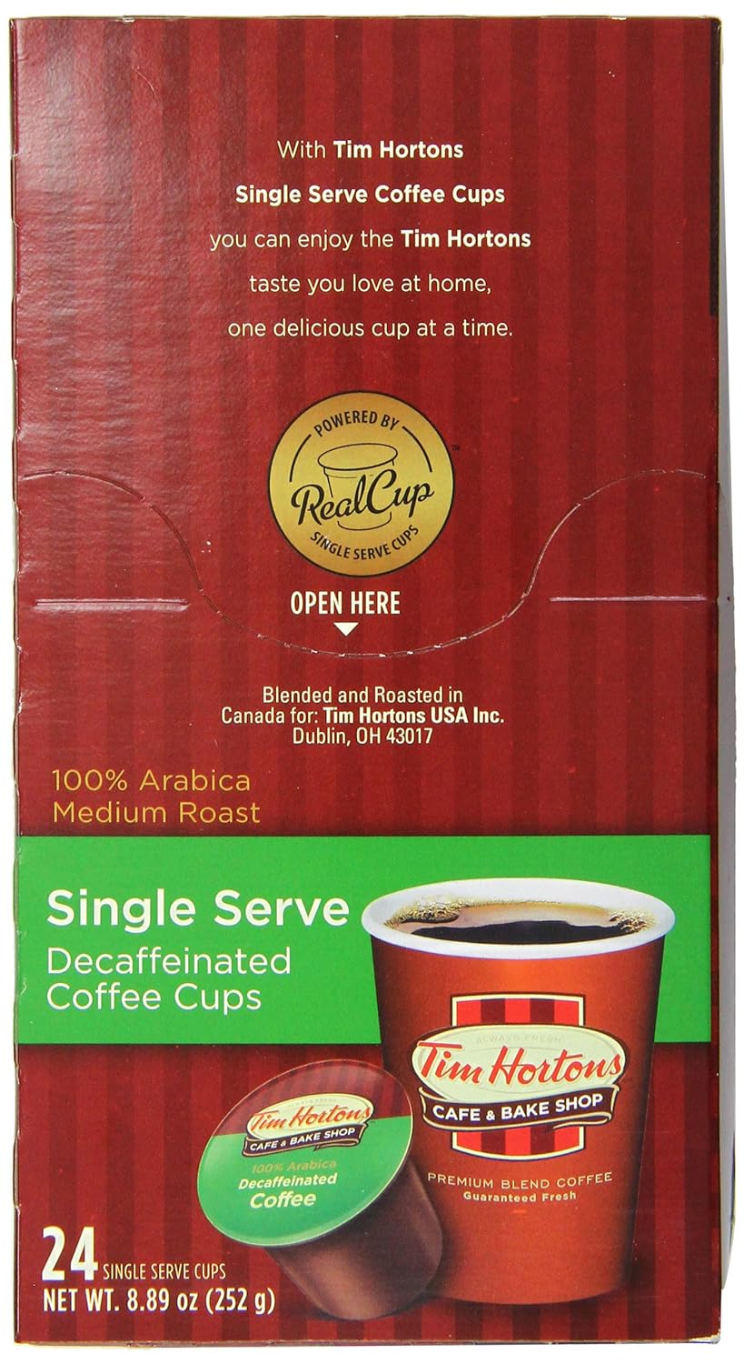 Tim Hortons Decaffeinated Single Serve Coffee Cups, 24 Count , New