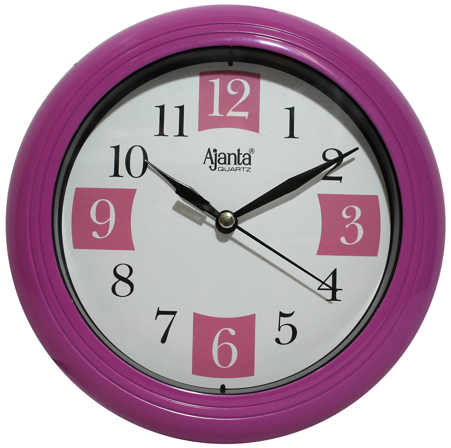 AJANTA WALL CLOCK, ELEGANT BEAUTIFUL, ROUND PINK WHITE available at