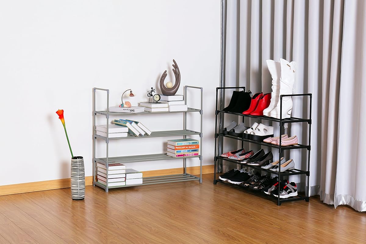 Homebi Shoe Rack 4Tier Metal Shoe Tower 20Pair Shoe