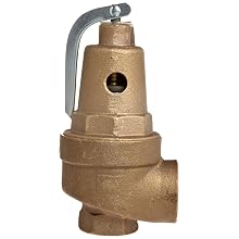 Apollo Valve 10-600 Series Bronze Safety Relief Valve, ASME Hot Water, 50 psi Set Pressure, 1" NPT Female