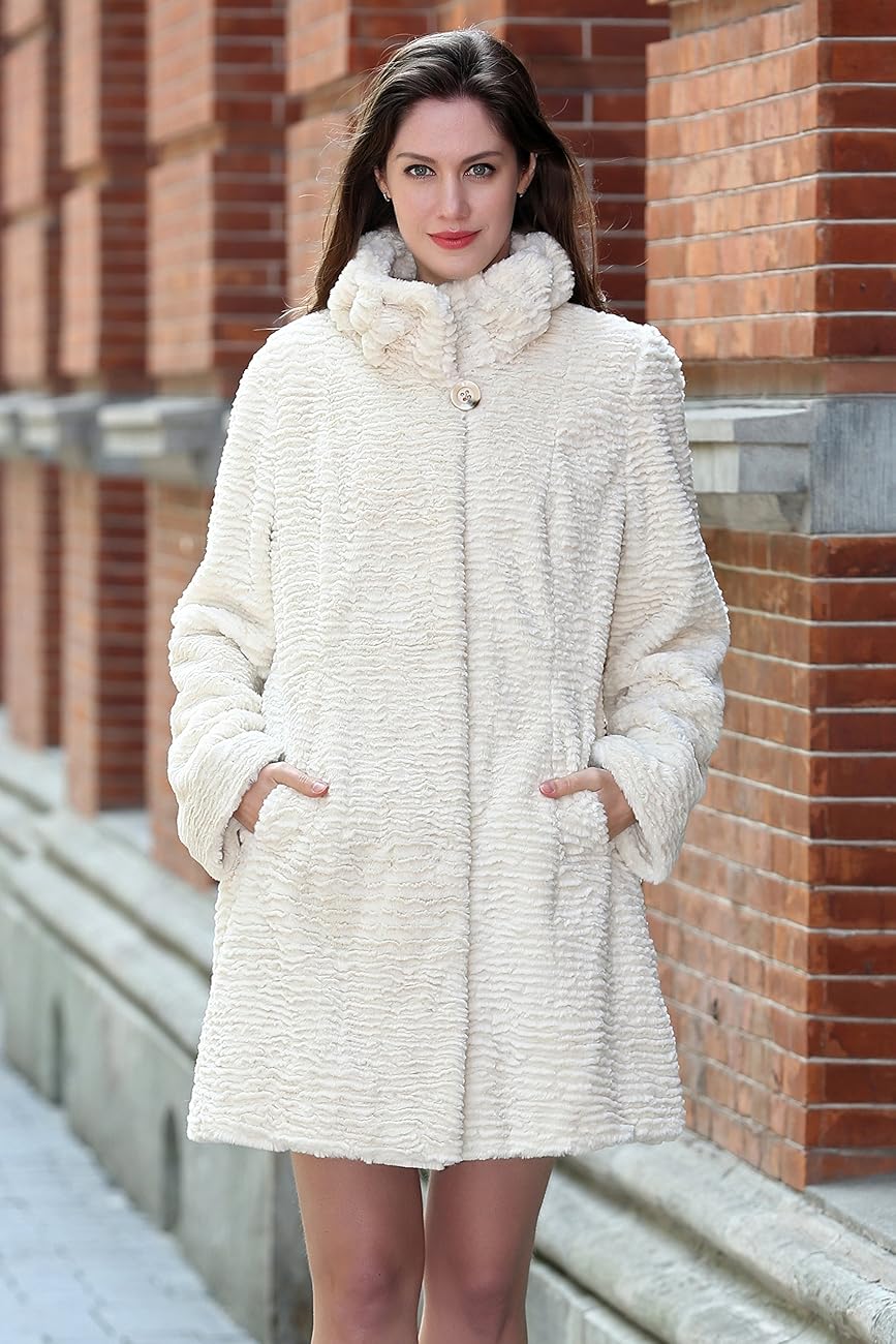 Adelaqueen Women's Winter Style Luxurious Persian Lamb Fabulous Faux