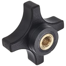 Davies Thermoplastic Four Arm knob, Flute Rim, Threaded Through Hole, 3/8"-16 Thread Size X 1/2" Thread Length, 2-1/4" Diameter (Pack of 5)