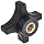 Davies Thermoplastic Four Arm knob, Flute Rim, Threaded Through Hole, 3/8"-16 Thread Size X 1/2" Thread Length, 2-1/4" Diameter (Pack of 5)