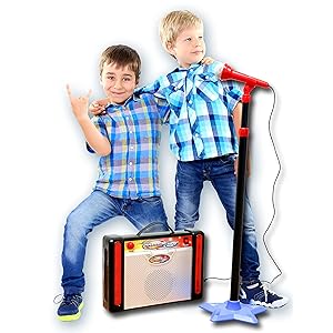 kids microphone with stand connects to ipod