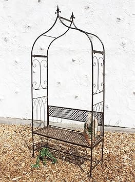 Rosenbogen mit Bank 102221 Metall 240cm Gartenbank Spalier Pergola