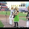 Dana Mase performing Beautiful Cold World before NY Mets game at Shea Stadium
