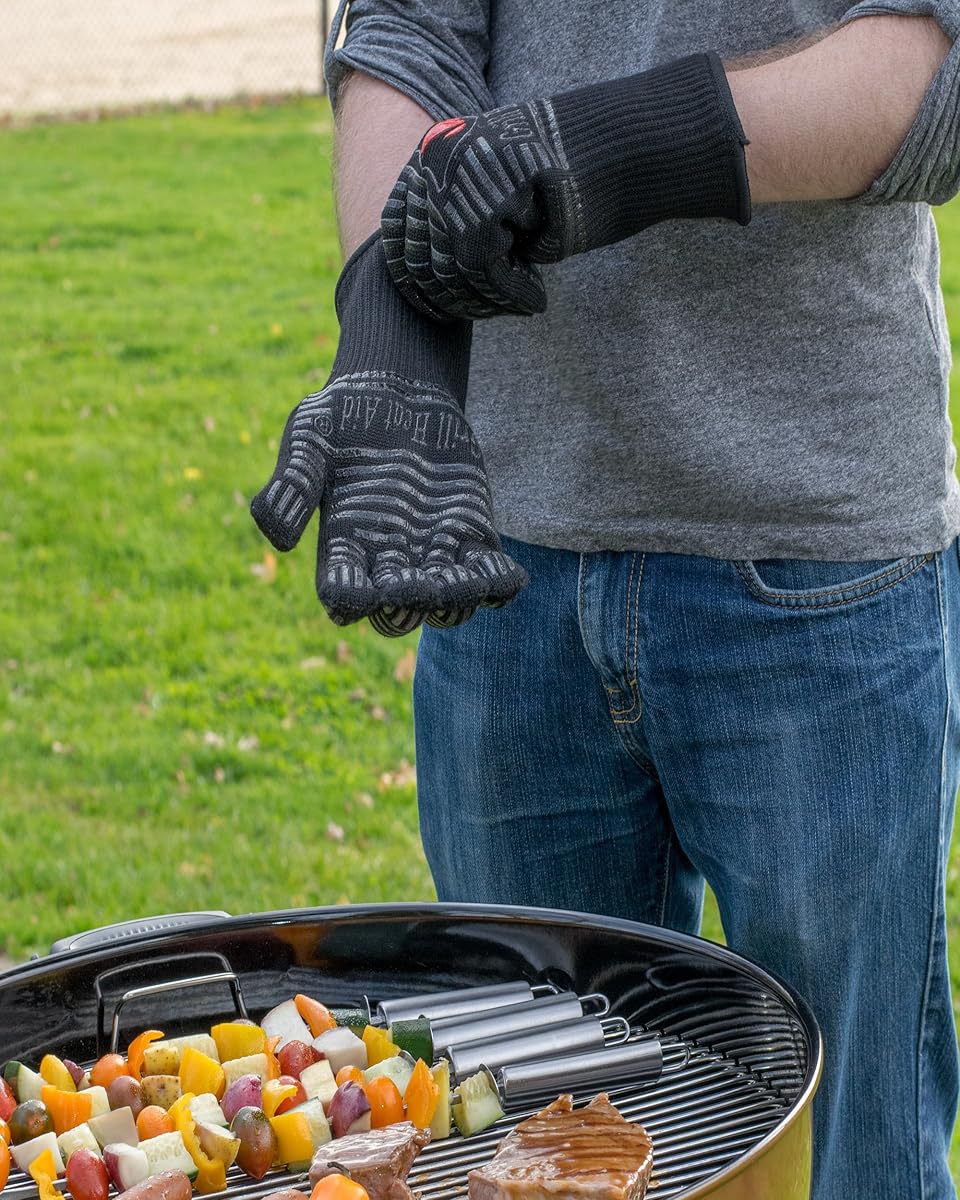 Extreme Heat Resistant Grill Gloves Premium Insulated & Silicone Lined
