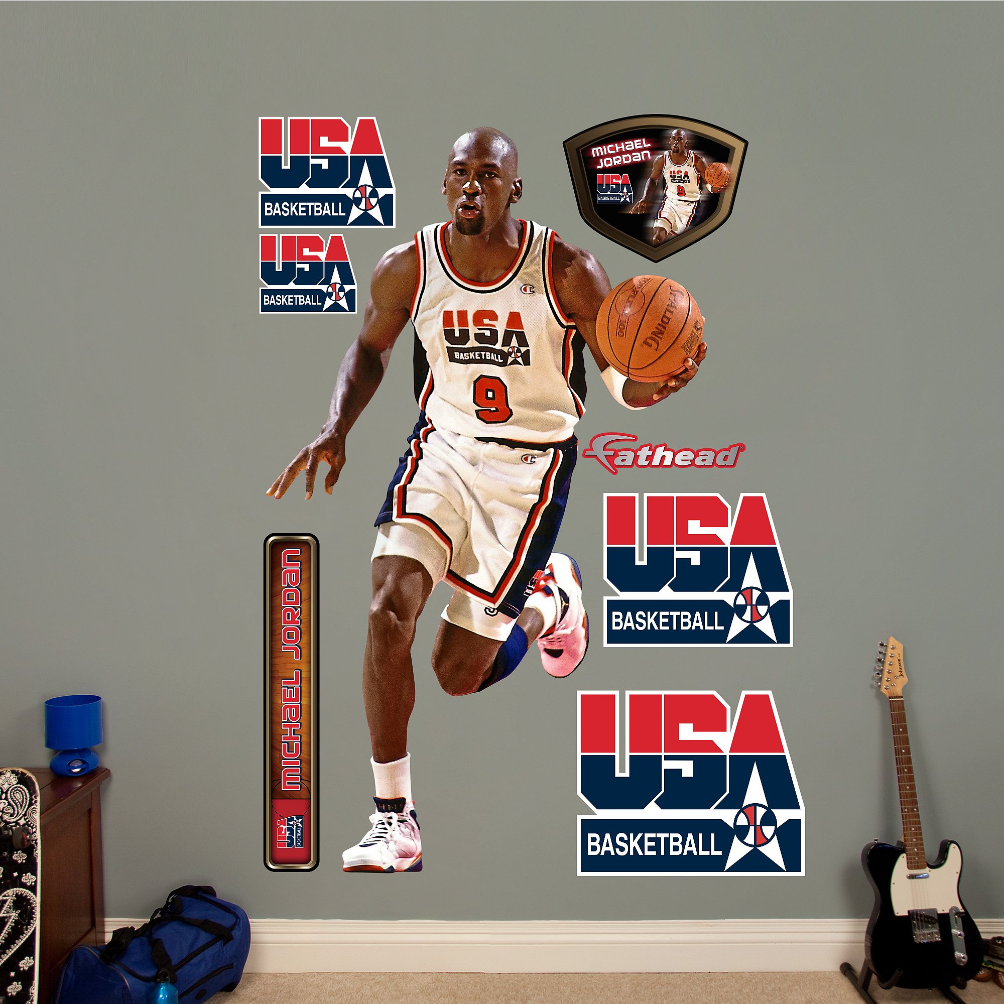 NBA Chicago Bulls Michael Jordan 1992 Dream Team Fathead Real Big Wall Decals... eBay