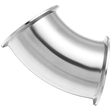 Dixon B2KMP-G300 Stainless Steel 304 Sanitary Fitting, 45 Degree Clamp Elbow, 3" Tube OD