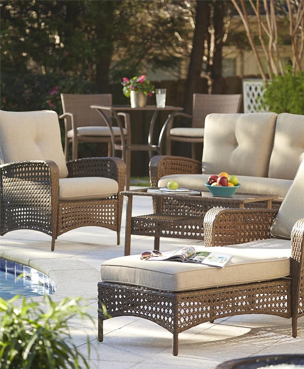 Cosco Outdoor 4 Piece Lakewood Ranch Steel Woven Wicker Patio Furniture