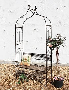Rosenbogen Mit Bank 102221 Metall 240cm Gartenbank Spalier Pergola Kletterhilfe Wueisooi