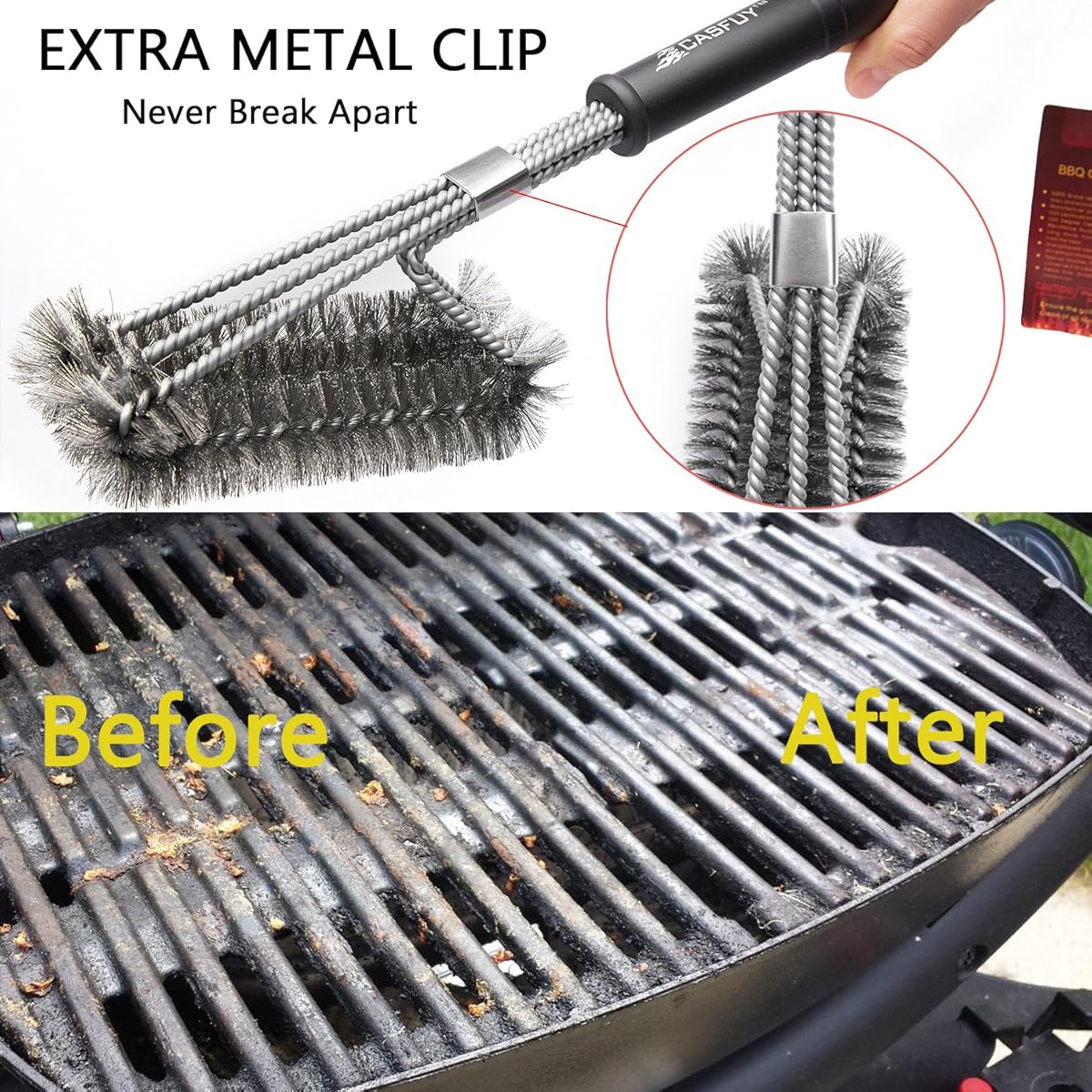 Casfuy BBQ Grill Brush 18 Inches 3 in 1 Stainless Steel Barbecue