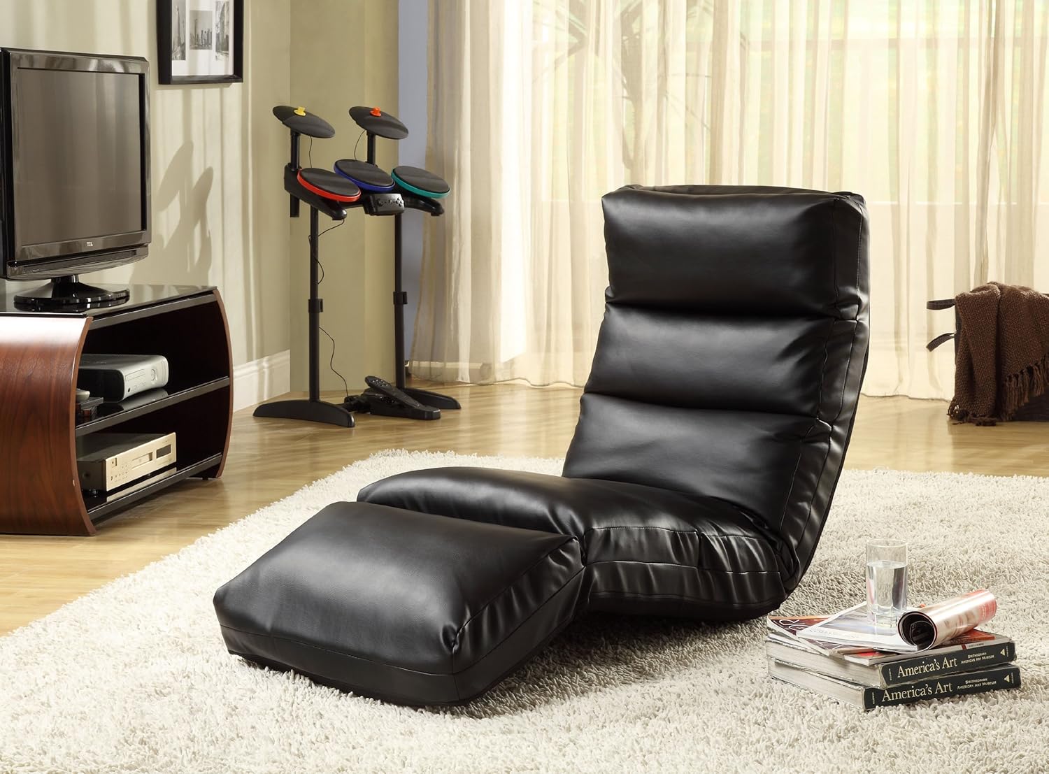 Gaming Floor Lounge Chair Black Chaise media room furniture Adjustable
