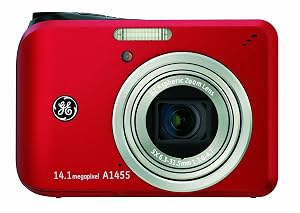 GE A1455 14MP Digital Camera with 5X Optical Zoom and 2.7-Inch LCD with Auto Brightness (Red)