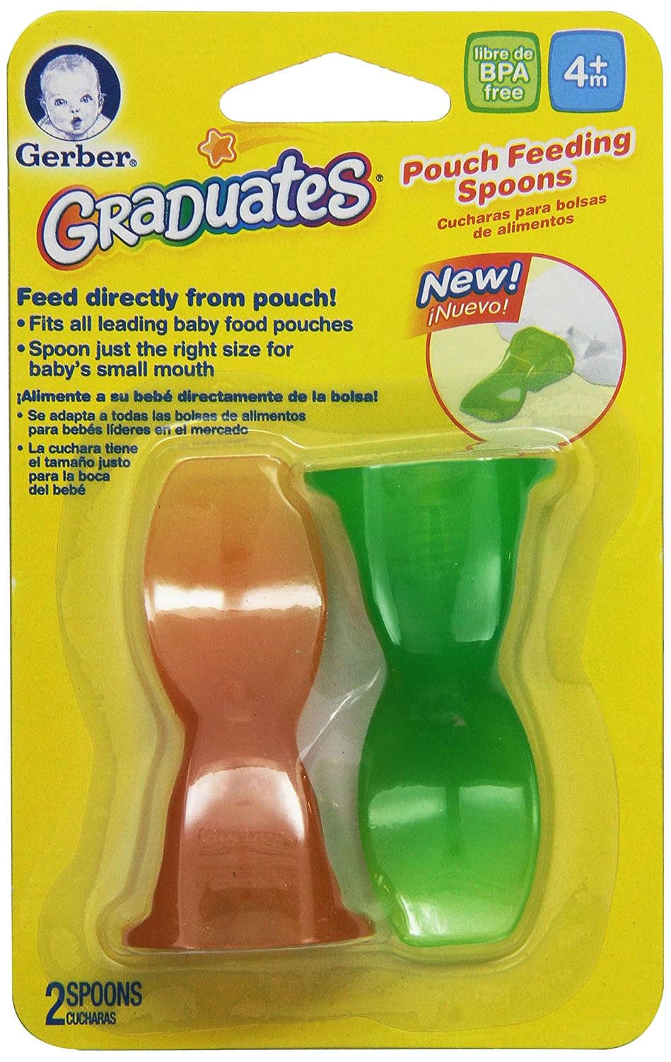 NUK Gerber Graduates Baby Food Pouch Feeding Spoon, 4 Months Plus, 2