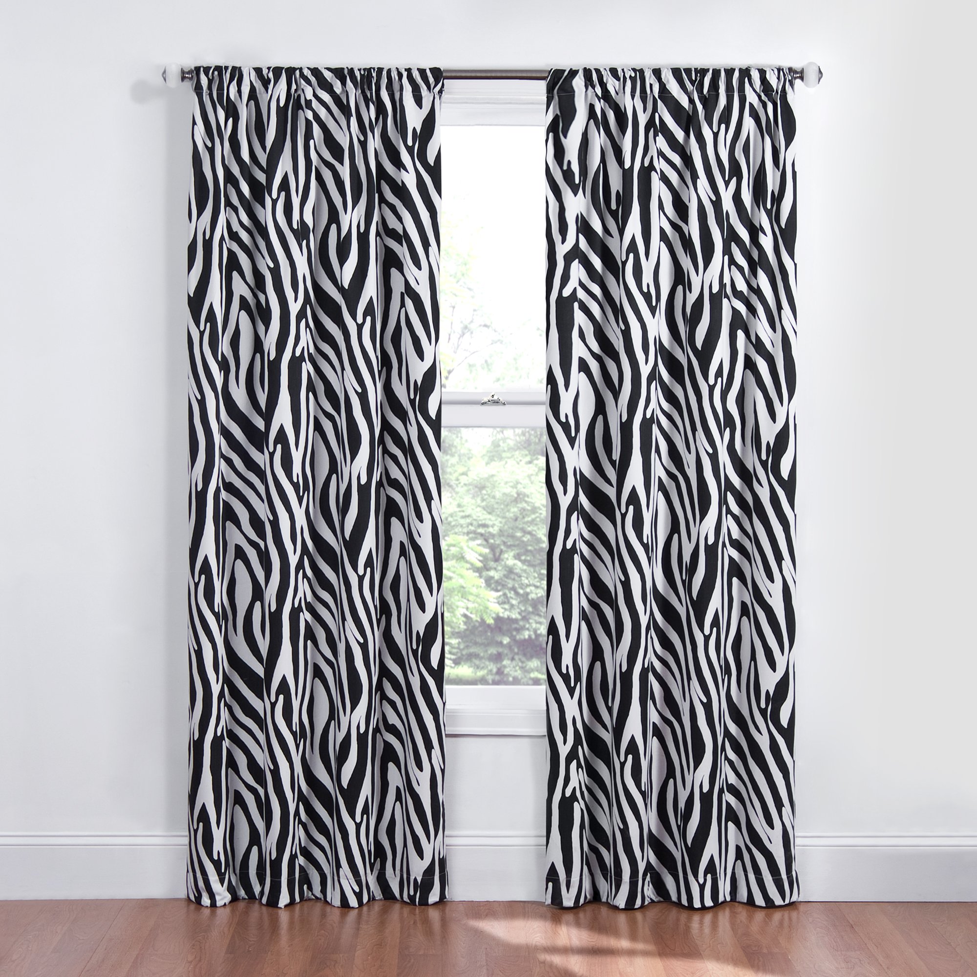 Blackout Zebra Print Animal Window Treatment Drape Curtain Panel 63