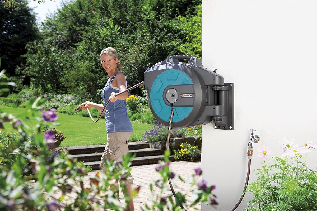 GARDENA Retractable Hose Reel 82Feet With Convenient Hose Guide