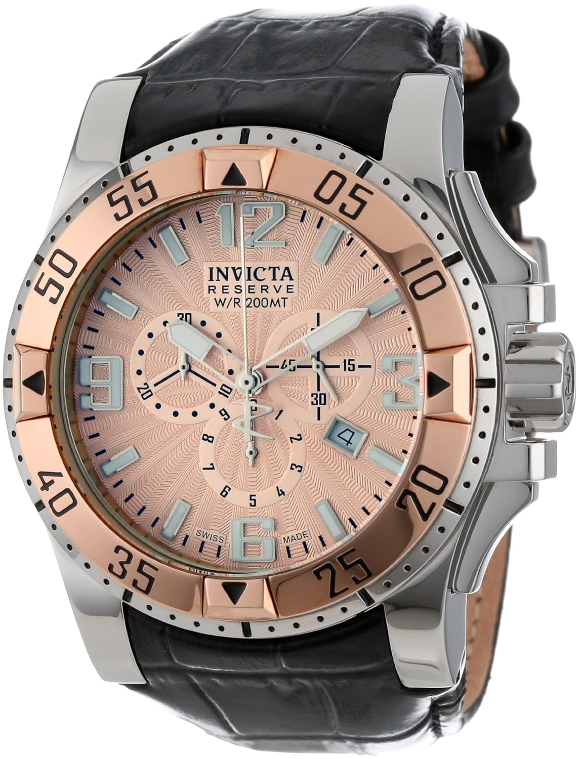 New Mens Invicta 10901 Excursion Reserve Swiss Made Chrono Rose Tone