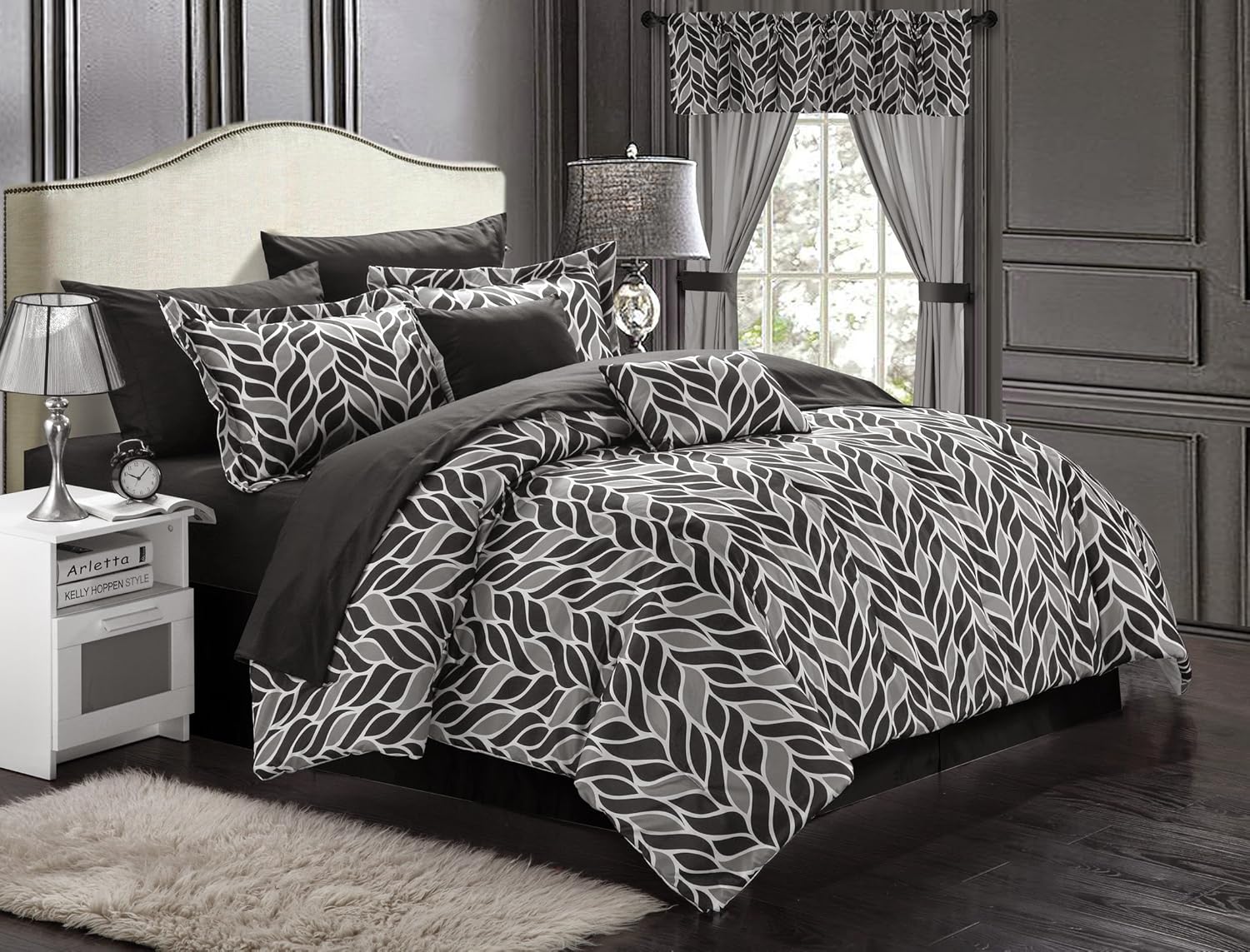 Comforter Set 20 Piece Bedding Black White Design Bed Sham Pillow