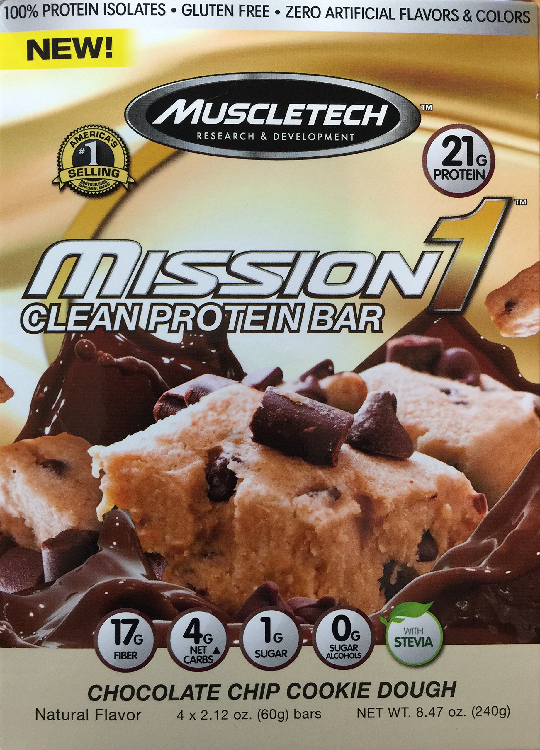 Mission1 Clean Protein Bar Chocolate Chip Cookie Dough 4 X 2.12 (60G) Oz Bars 13 91sX9YfkQOL