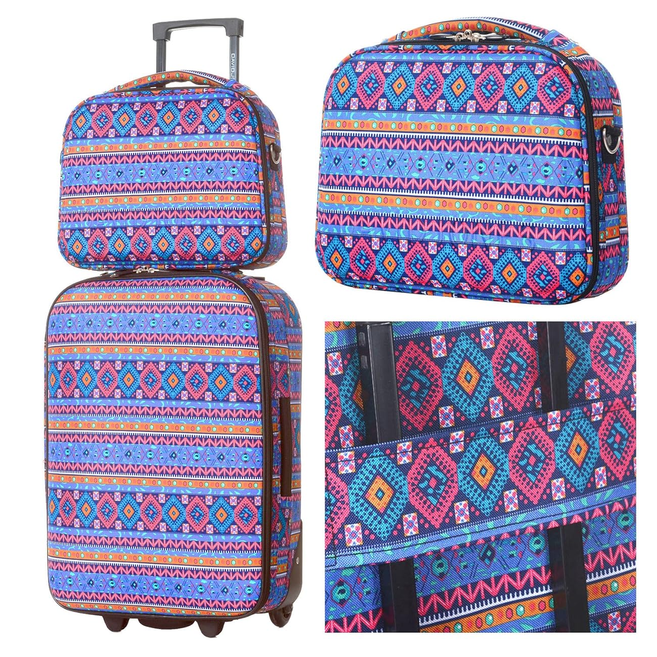DAVIDJONES Vintage Print 4 Piece Luggage Set
