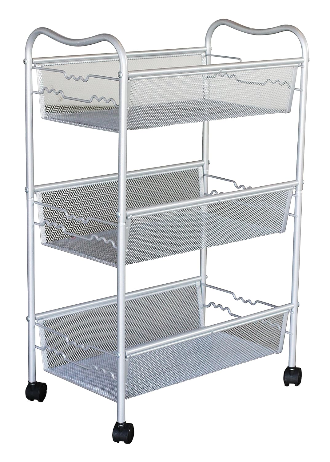 Rolling Cart Utility Multi Use Purpose Easily Rolling Silver 16.5 x 10.