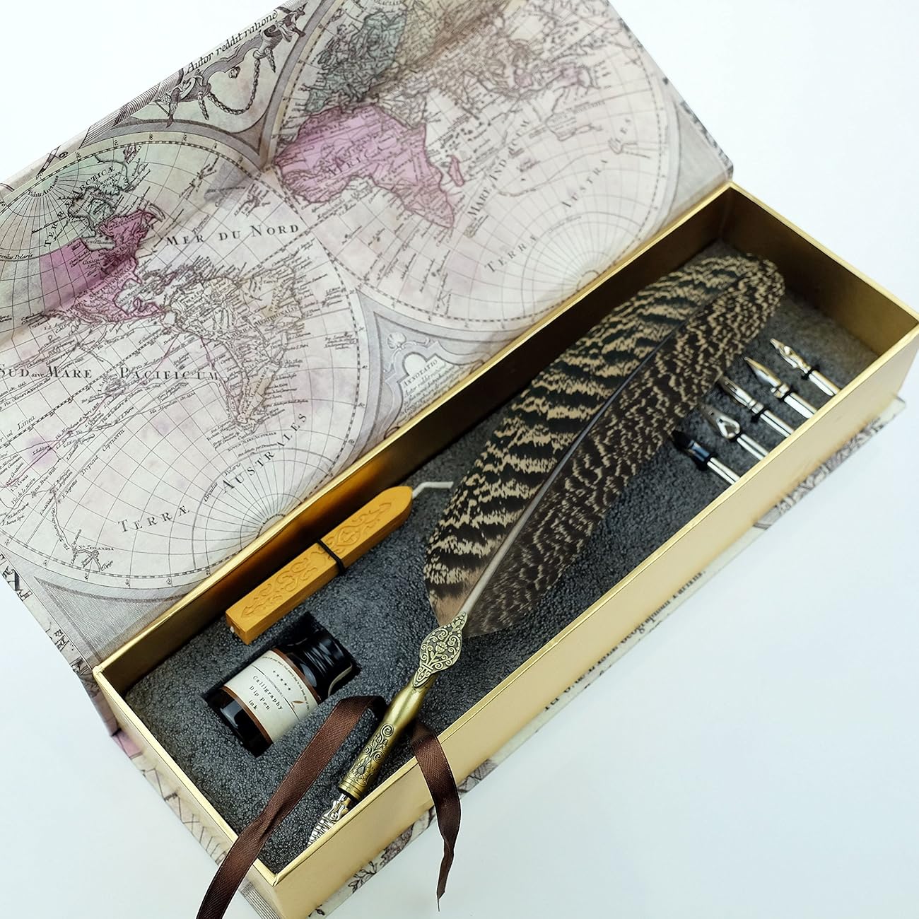 Unique Beautiful Feather Calligraphy Dip Pen Set Writing Quill Pens GCLL02