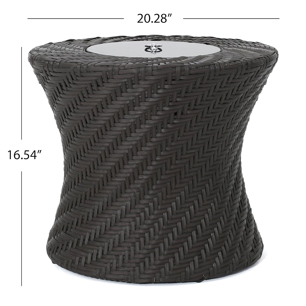 Belen Outdoor Brown Wicker Accent Table with Ice Bucket