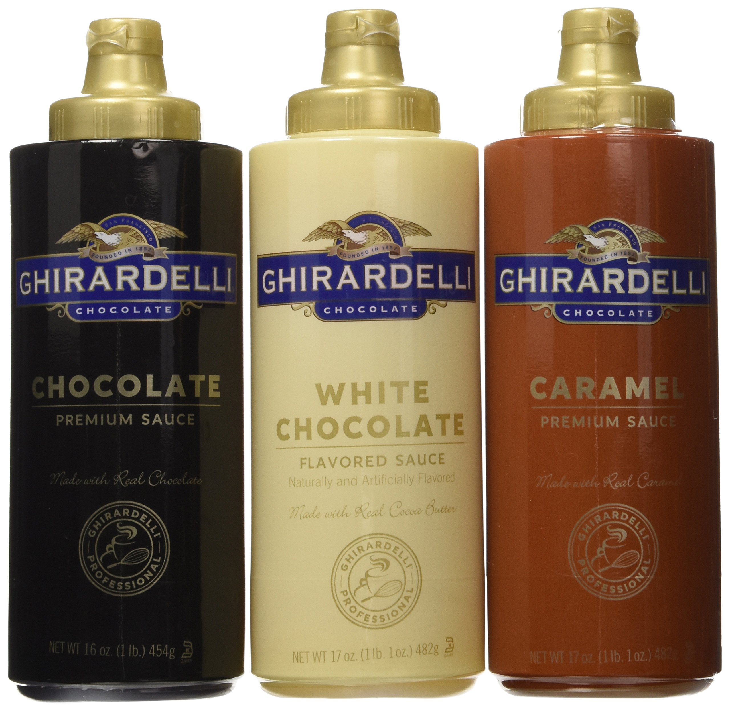 Ghirardelli Squeeze Bottles Caramel Chocolate & White Chocolate Set