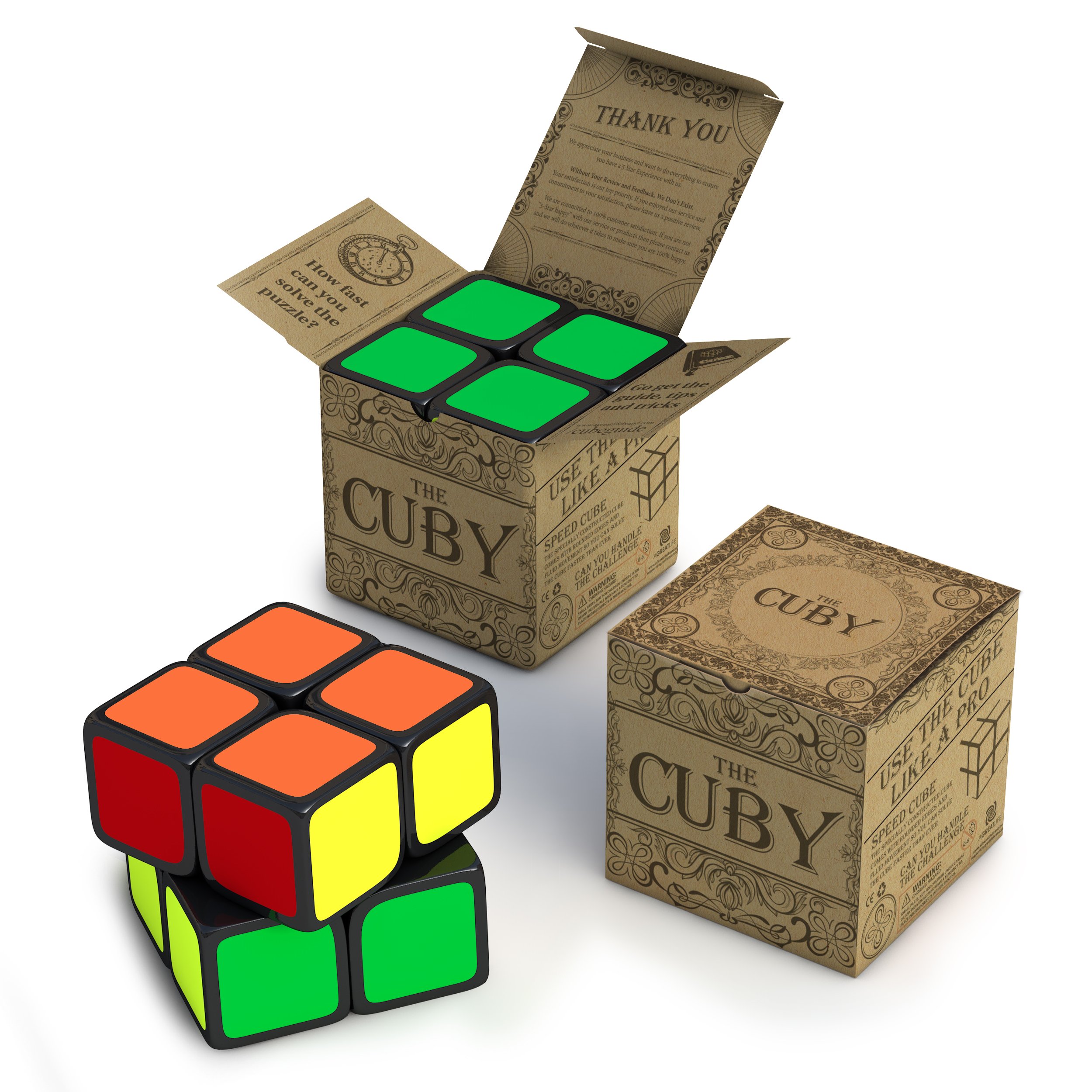 The Cuby 2x2 Rubik's Cube TwoLayer Brain Teaser Perfect For