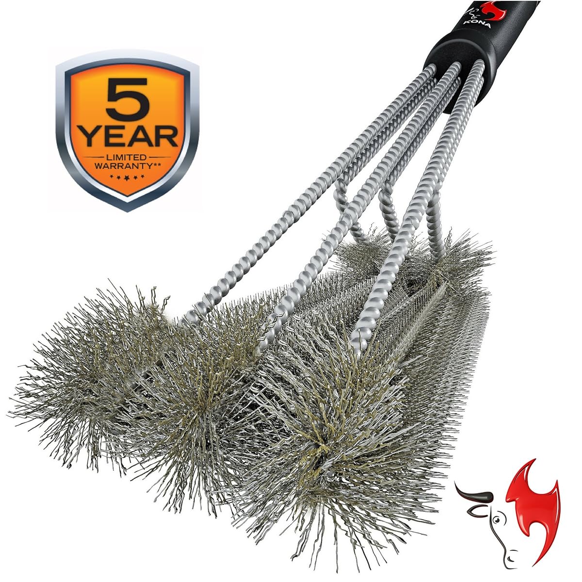 360° Clean Grill Brush, Kona 18" Best BBQ Grill Brush Stainless Steel