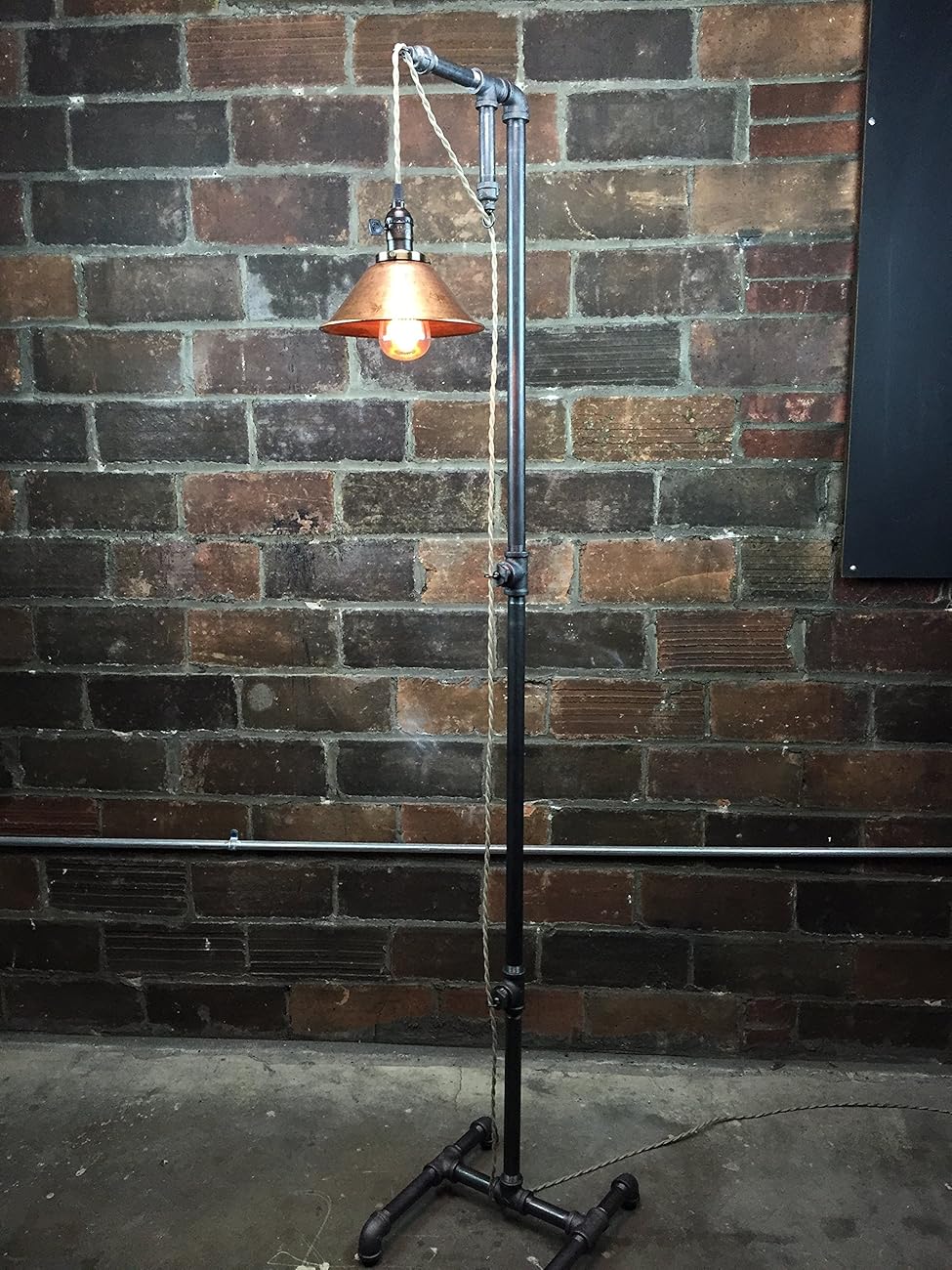 Industrial Style Floor Lamp Pendant Edison Bulb Copper Shade