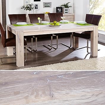 Esstisch Massivholz Weiß Gekalkt - Esstisch Bristol Eiche Gekalkt 260