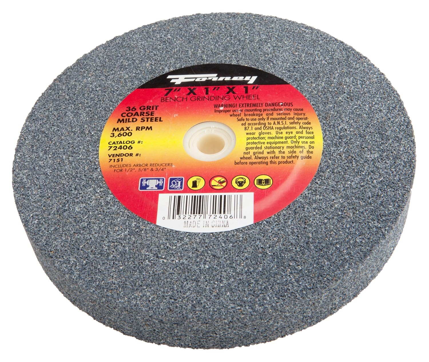 Forney 72406 Bench Grinding Wheel, Vitrified with 1-Inch Arbor, 7-Inch-by-1-Inch
Forney 72406 Bench Grinding Wheel, Vitrified with 1-Inch Arbor, 7-Inch-by-1-Inch