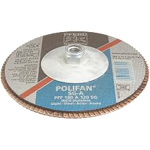 PFERD Polifan SG Abrasive Flap Disc, Type 27, Threaded Hole, Phenolic Resin Backing, Aluminum Oxide