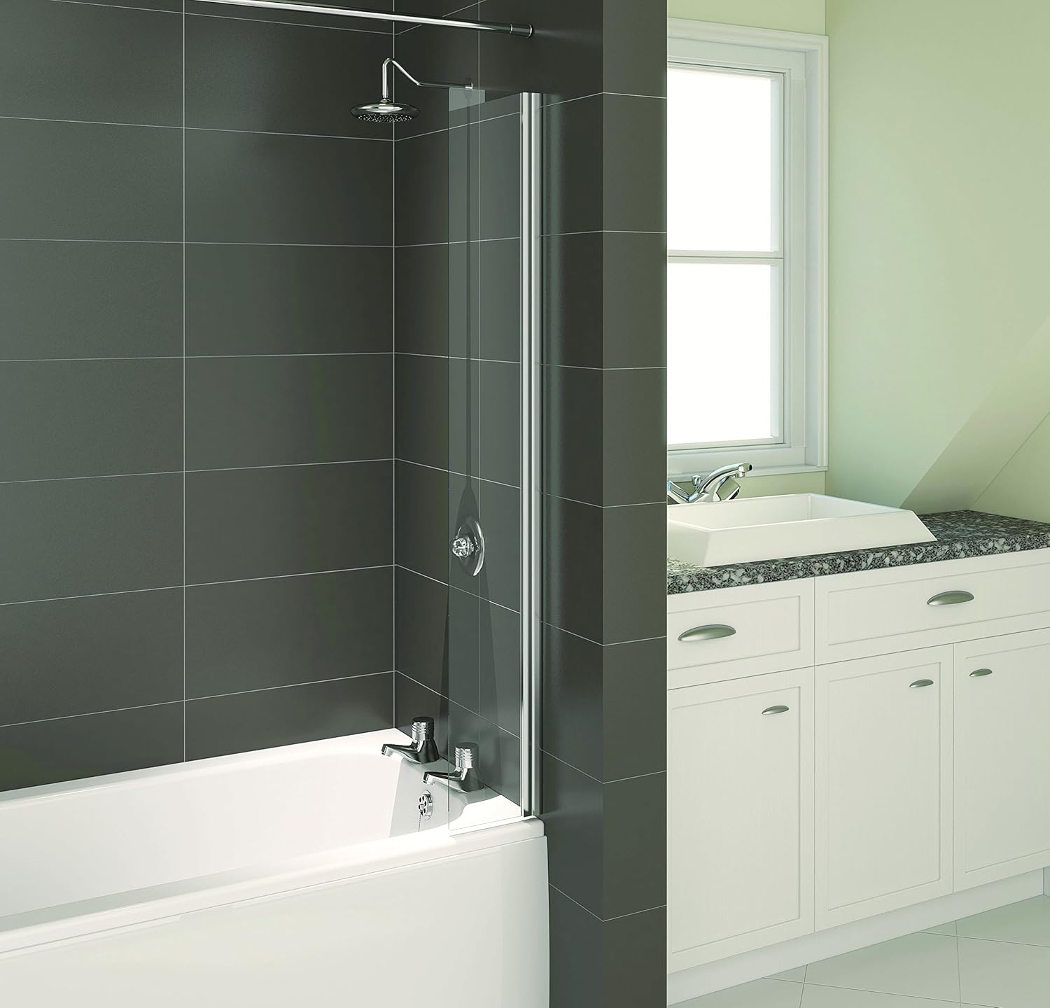 Aqualux 200mm Shower Bathroom Bath Splash Guard Door Screen Silver