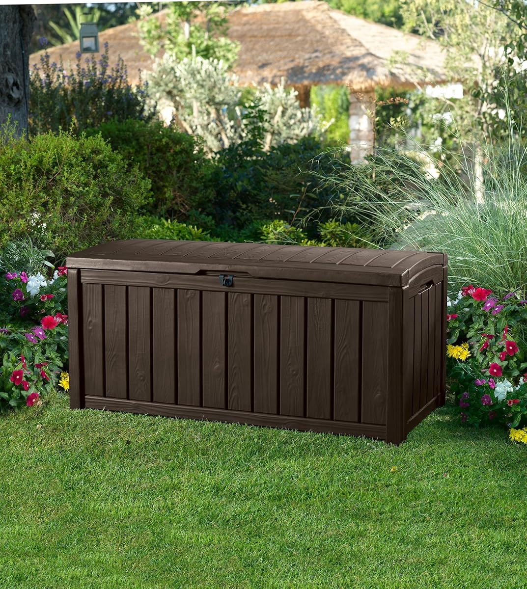 Keter Glenwood Plastic Deck Storage Container Box 101 Gal