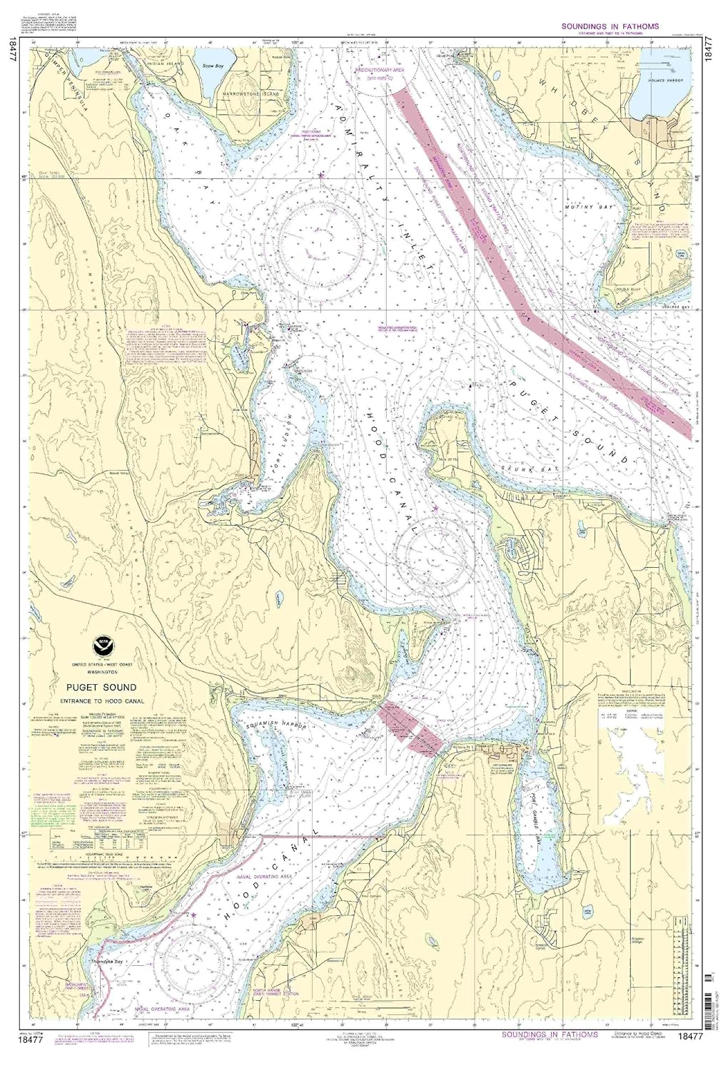 NOAA Chart Puget SoundEntrance to Hood Canal 5th Edition 18477 eBay