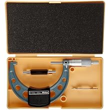 Mitutoyo Outside Micrometer, Baked-enamel Finish, Ratchet Stop, Metric
